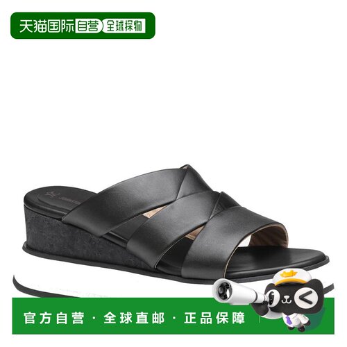 自营Johnston & Murphy女士Colleen三带滑黑色纳帕皮革 美国奥莱