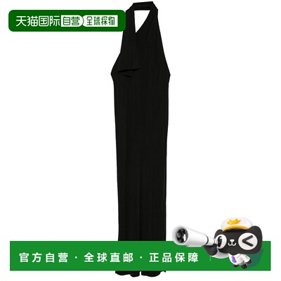 自营khaiteIntegrated Scarf Detail Black Dress - black 美国奥