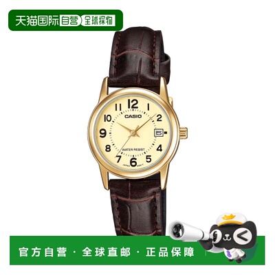 自营Casio Women’s Champagne Dial Analog Watch with Brown Le
