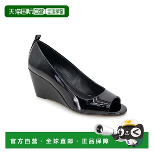 自营Kenneth Cole Elinor Pumps Black Patent Peep Toe Wedge He
