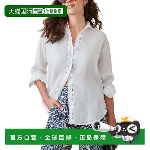 自营J.McLaughlin Linen Finn Blouse - white 美国奥莱直发