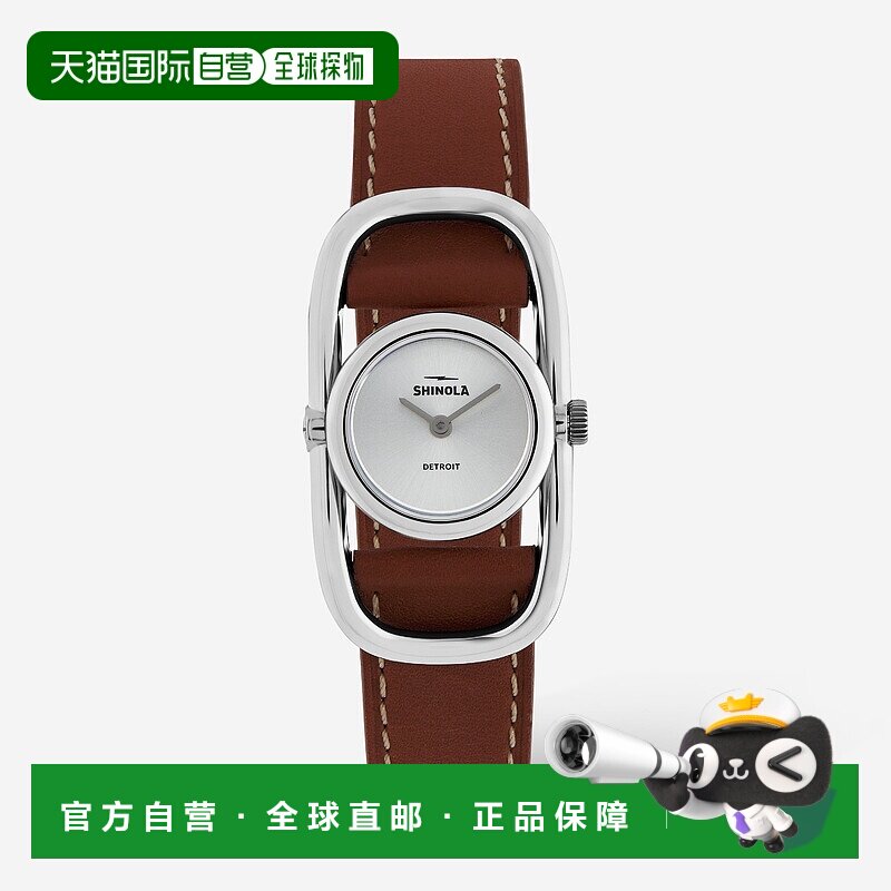 自营 SHINOLA 底特律女士自行车锁 S0120226482 银色表盘手表 -