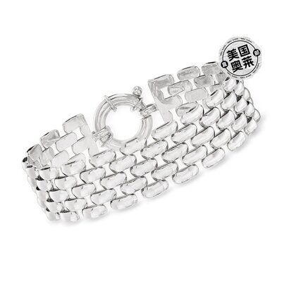 Ross-Simons Italian Sterling Silver Panther-Link Bracelet -