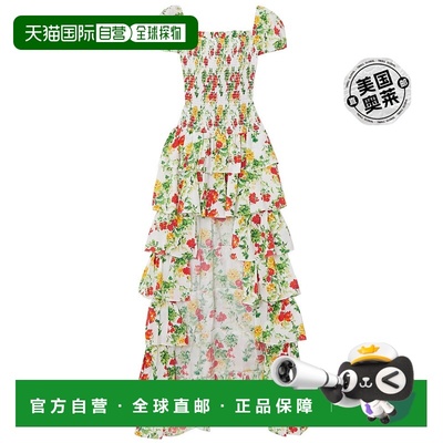 Caroline Constas 女士 Margo 镂空连衣裙长袍 黄红白花 - 多色