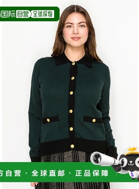 自营yal new york经典绿色开衫，黑色镶边-绿色 美国奥莱直发