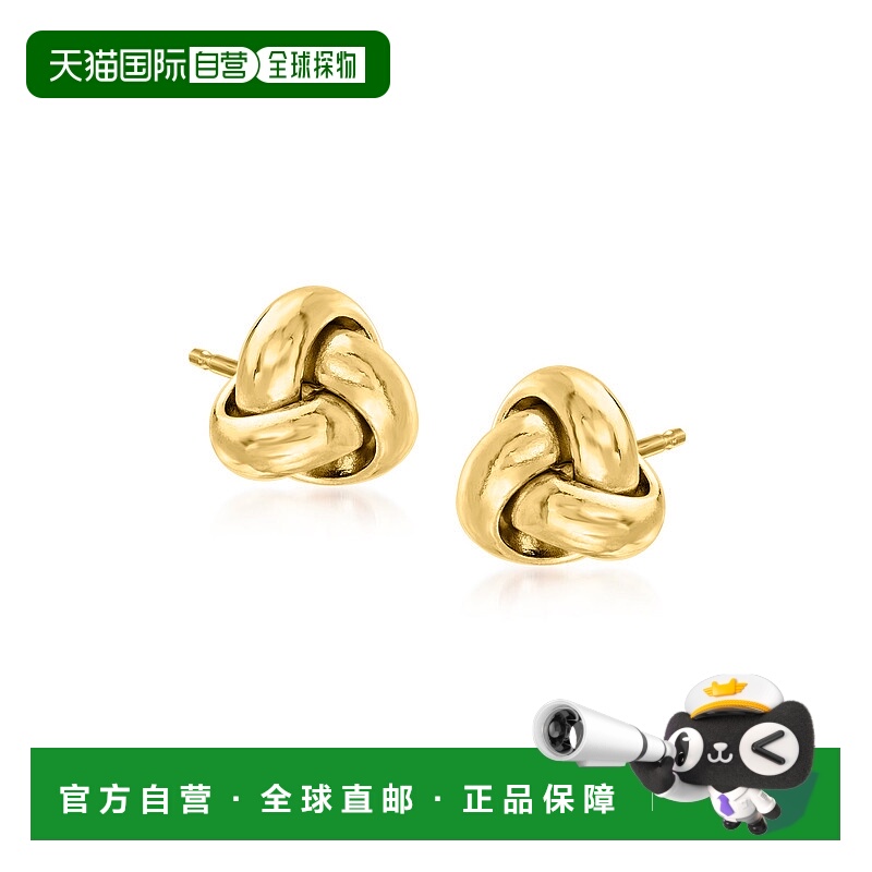 自营 Ross-Simons 14kt 黄金 Love Knot 耳钉 - 黄色 美国奥莱直
