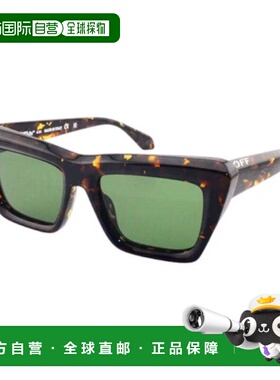 自营off-white米白色方形全边太阳镜，哈瓦那框架和绿色镜片Oeri1