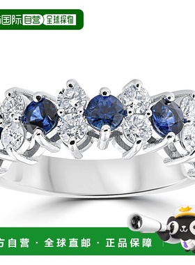 自营 pompeii3pompeii 32 1/2 cttw 蓝色蓝宝石和钻石结婚周年戒