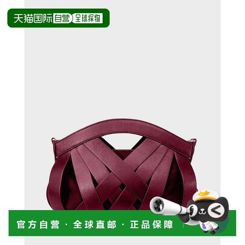 自营 belle & bloom再来一晚斜挎包-酒红色 美国奥莱直发编织包