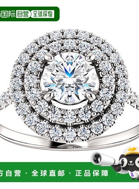 自营 pompeii31 克拉钻石 EX3 实验室制造双光环订婚戒指 10k 白