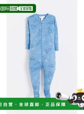 自营babycottonsSkyward Snug Zip Footed Pajama - blue 美国奥