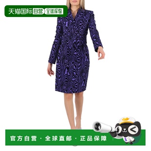 美国尺 自营Moschino女士紫色云纹效果提花运动夹克 品牌尺码