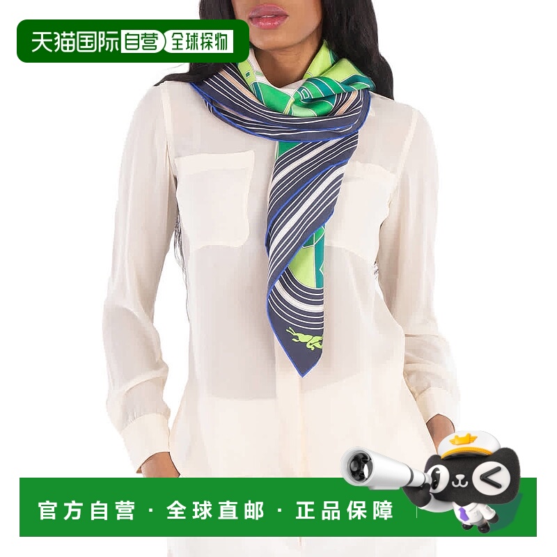 自营Longchamp League Sqaure Silk Scarf - green 美国奥莱直发