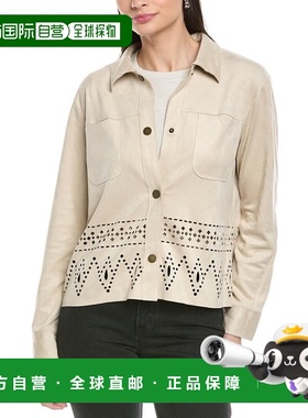 自营Vince Camuto Collar Eyelet Hem Jacket - brown 美国奥莱直