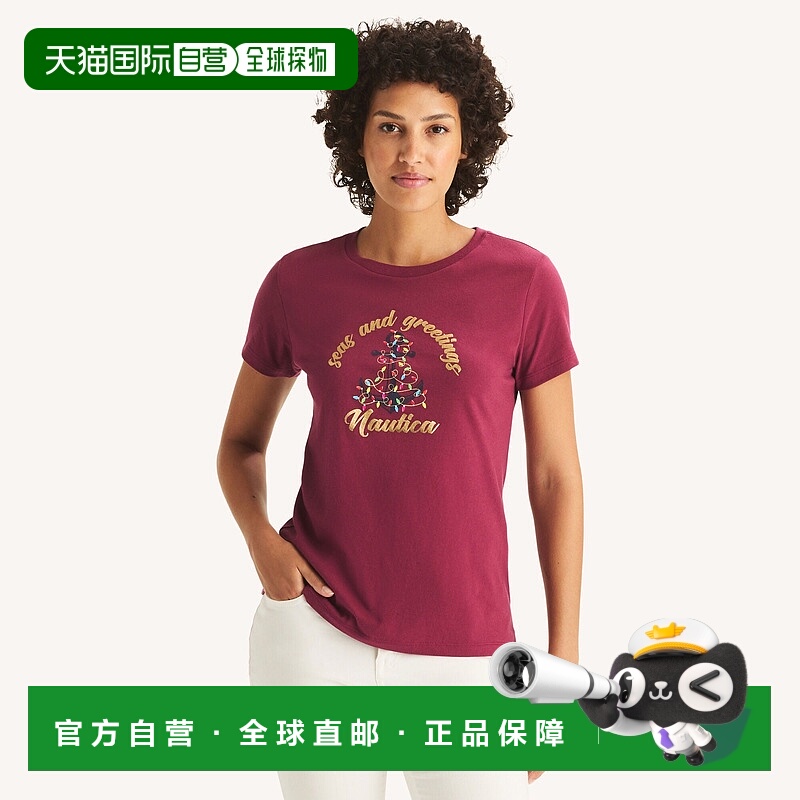 自营Nautica Womens Sea & Greetings Foil Graphic T-Shirt - ma