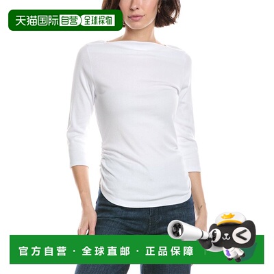 自营Michael Stars Asha 3/4 Sleeve Straight Neck Top - white