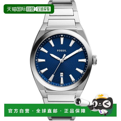 自营Fossil Men's Everett 3 Hand Blue Dial Watch - blue 美国