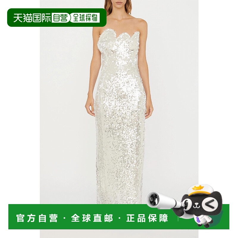 自营 christopher esber闪亮透明不透明亮片无肩带礼服-闪亮透明