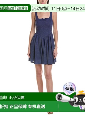 自营Saltwater Luxe Linen-Blend Tank Mini Dress - blue 美国奥