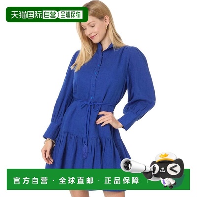自营Lilly Pulitzer Drena Dress Women's Blue  Linen Tassel-Ti