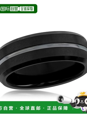 自营blackjackBACKJACK 哑光和抛光黑色钨戒指 - 黑色 美国奥莱直