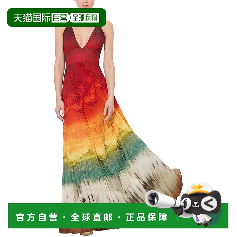 自营alice + olivia Lauren Pleated V Neck Dress - white 美国