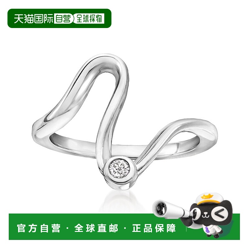 自营RS Pure by Ross-Simons Bezel-Set Diamond Wave Ring in St