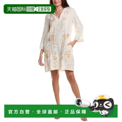自营Johnny Was Kimono Sleeve Relaxed Linen Dress - multi 美