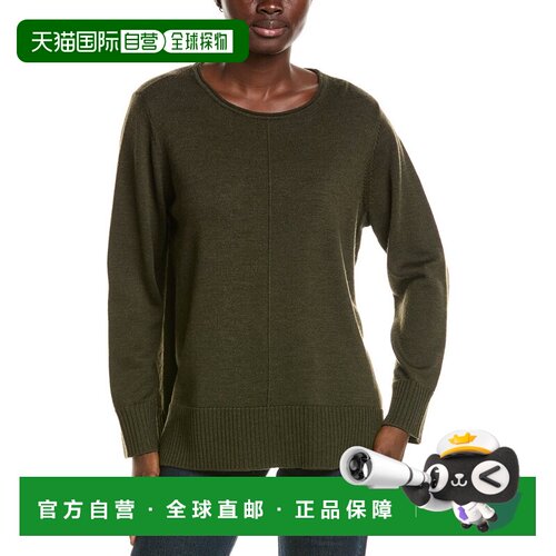 美国直邮自营EILEEN FISHER圆领羊毛毛衣-绿色 美国奥莱直发