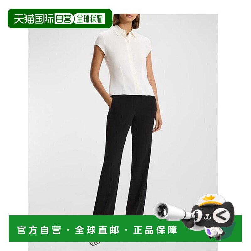 1h可退 【美国直邮】Theory 盖袖现代真丝乔其纱衬衫显瘦高档舒适图片