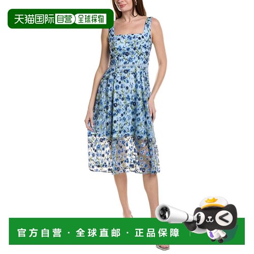 自营Adrianna Papell Sleeveless Midi Dress - blue 美国奥莱直