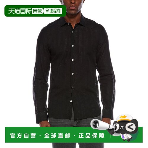 自营John Varvatos Slim Fit Stella Shirt - black 美国奥莱直发