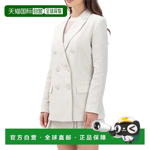 自营armani exchangeWhite Cotton Polyester Double-Breasted Ja