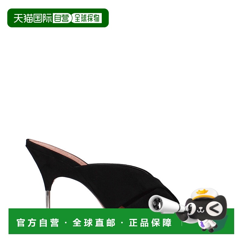 自营Amina Muaddi皮革细高跟女式凉鞋-黑色 美国奥莱直发