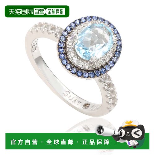 自营Suzy Levian Sterling Silver Oval Cut Blue Topaz and Sapp