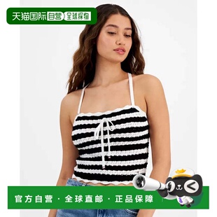 黑色条纹钩针领带前襟裁剪FTS1325 Hilfiger背心女式 Tommy 自营
