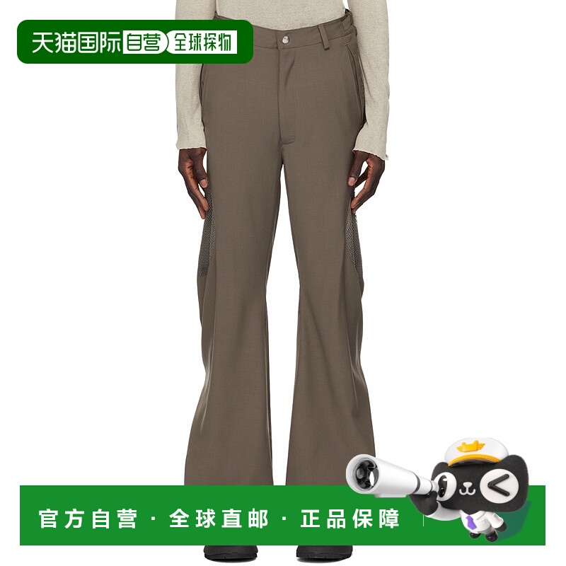 1h可退 香港直邮潮奢 CMMAWEAR 男士 灰褐色拉链拼接长裤 ARTICUL