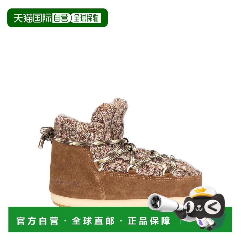 美国直邮Moon Boot 女士麂皮踝靴靴子爆款登山靴防滑平底针织皮革