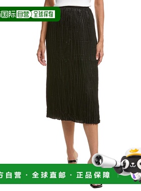 自营Bella Dahl褶皱迷笛裙-黑色 美国奥莱直发半身裙长裙百褶裙
