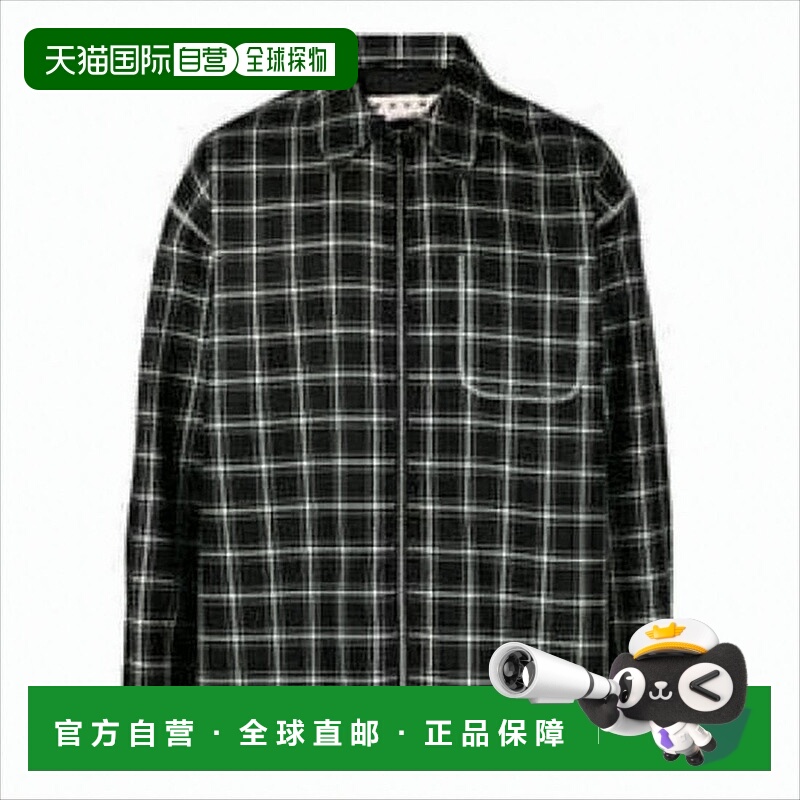 自营marniBlack And White Plaid Bomber Jacket With Structured
