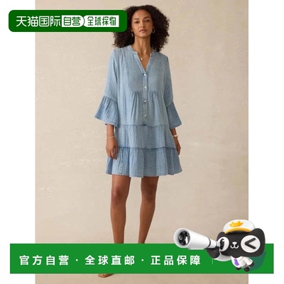 自营Faherty Gauze Kasey Tiered Dress Womens Light Indigo Cot