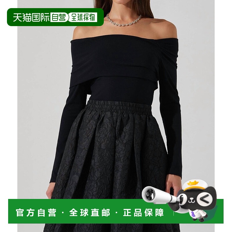 自营astr the labelJada露肩上衣黑色-黑色 美国奥莱直发