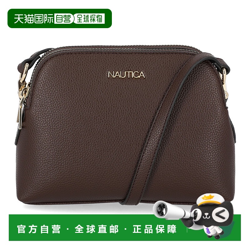 自营Nautica圆顶拉链斜挎包-牛磨砂革htr hg180 美国奥莱直发