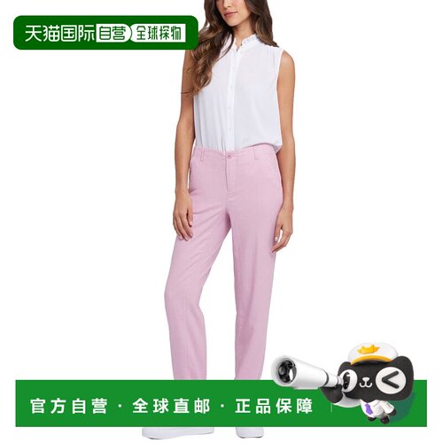 自营NYDJ Marilyn Pink Nectar Linen-Blend Trouser - pink 美国