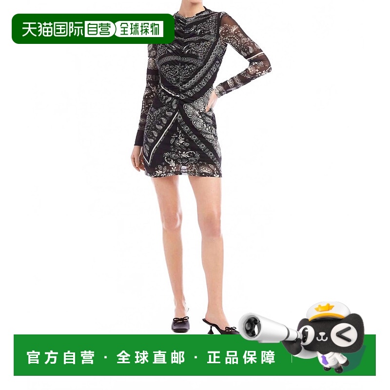 自营fifteen twenty印花褶边赛琳娜迷你连衣裙-印花 美国奥莱直发