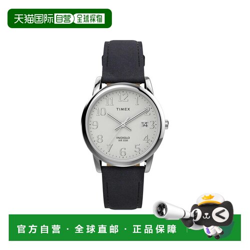 美国直邮自营Timex Easy Reader 35mm皮革男女通用手表-黑色 美