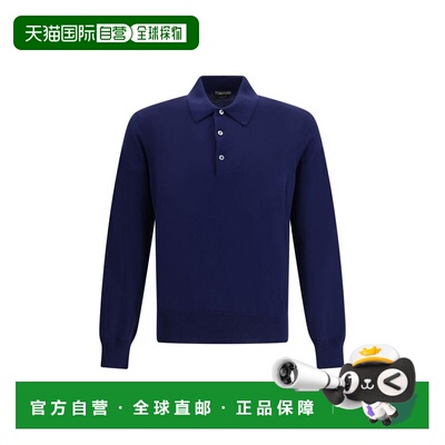 自营Tom Ford Cotton Polo Men's Shirt - blue 美国奥莱直发