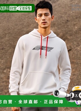 1h可退 【美国直邮】Puma F1 Logo Graphic Pullover Hoodie 白色