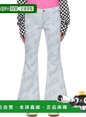 1h可退 香港直邮潮奢 Erl 女士 灰色提花牛仔裤 ERL08P014喇叭裤