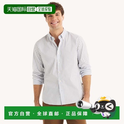 自营Nautica Mens Slim Fit Wrinkle-Resistant Plaid Shirt - bl